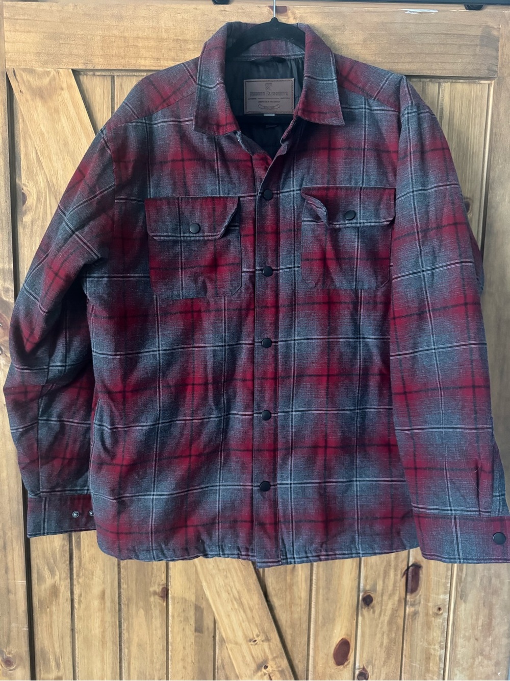 Rugged Elements Red and Gray Plaid Shirt Jacket